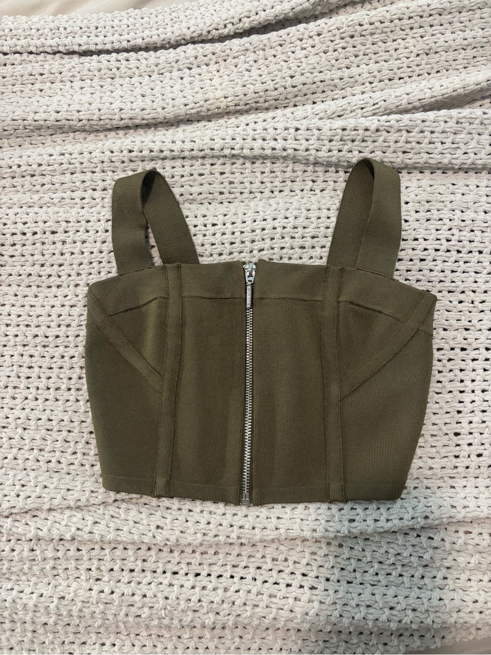 Guess Olive Zip-Front Bandage top